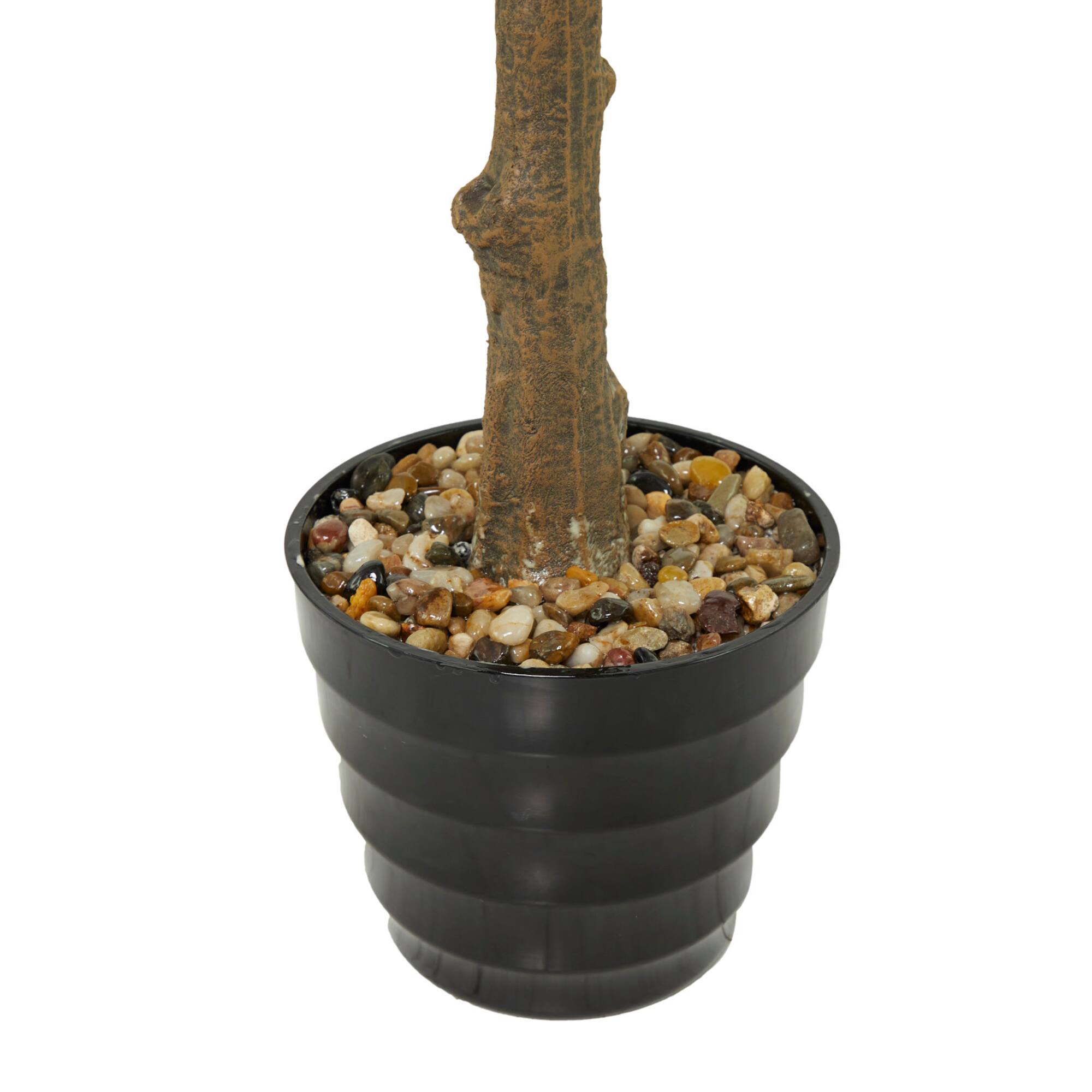 59" Green Faux Foliage Indoor Outdoor Fig Artificial Tree with Black Melamine Pot
